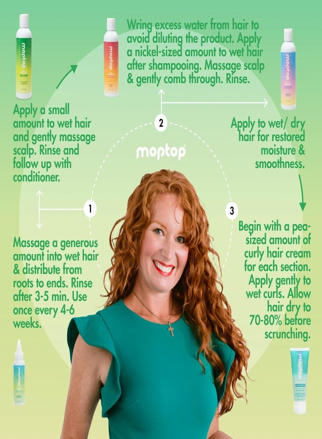 MopTop Wavy Hair Bundle - Curly Hair Shampoo and Conditioner Set w/Curl Cream, & Leave in Conditioner, Reduces Frizz & Restores Damaged Hair, Sulfate & Paraben Free - (Set of 5) - Image 3