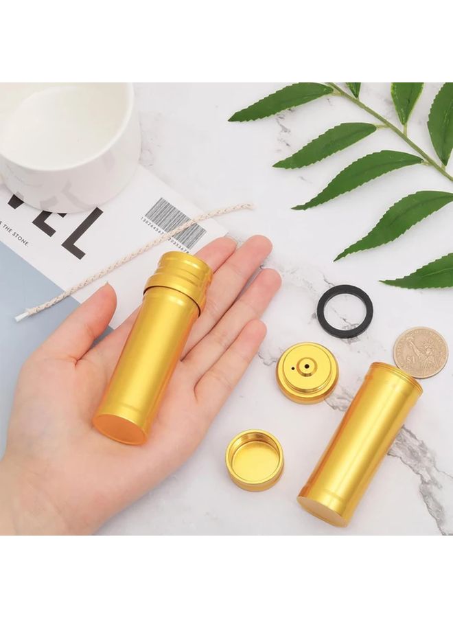 Golden Portable Mini Alcohol Burner with 5 Replacement Wicks for Laboratory Heating Camping Outdoor Travel - Image 3