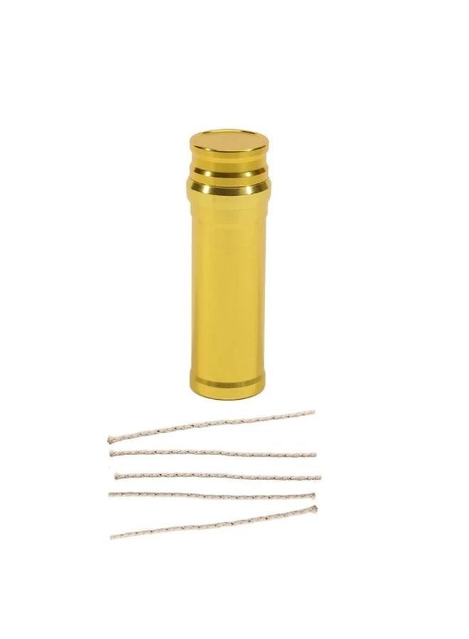 Golden Portable Mini Alcohol Burner with 5 Replacement Wicks for Laboratory Heating Camping Outdoor Travel - Image 1