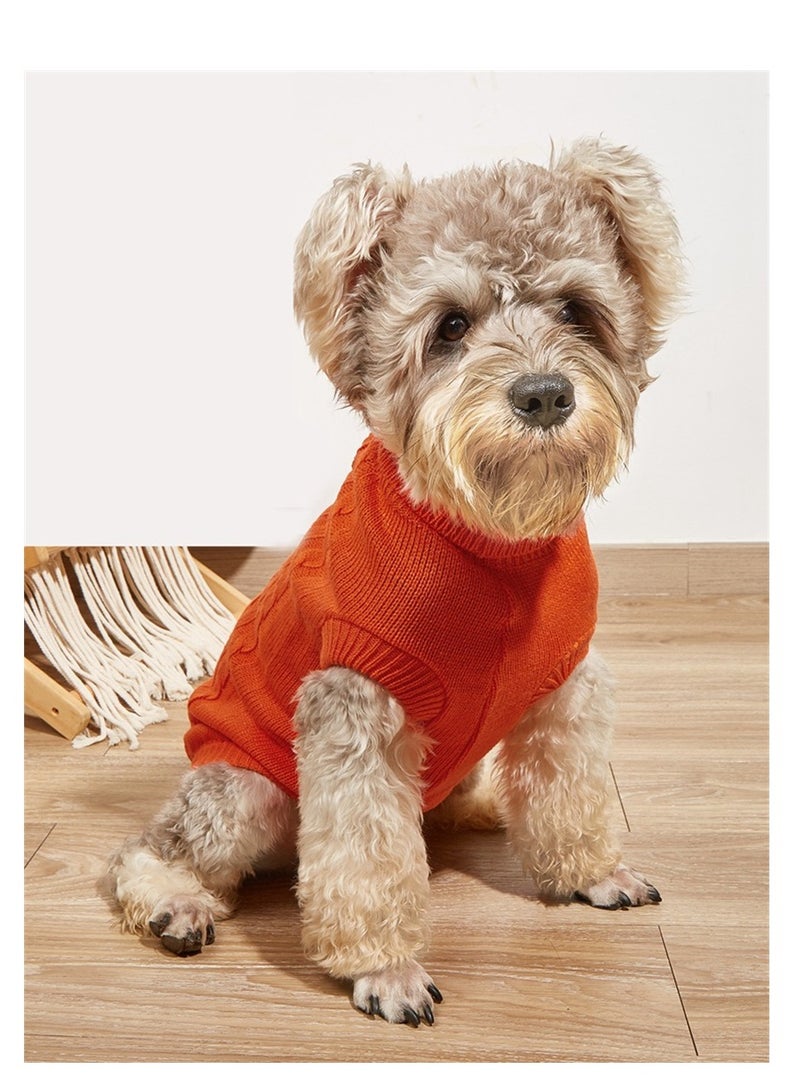Loquat ملابس الكلاب من سكواليتي بلون صلب مزخرف بزهور بياقة عالية لخريف وشتاء برتقالي - Image 1