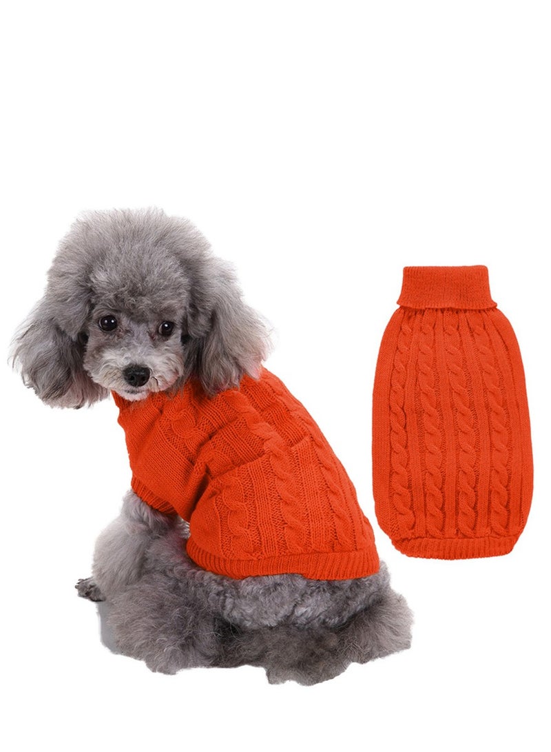 Loquat ملابس الكلاب من سكواليتي بلون صلب مزخرف بزهور بياقة عالية لخريف وشتاء برتقالي - Image 2