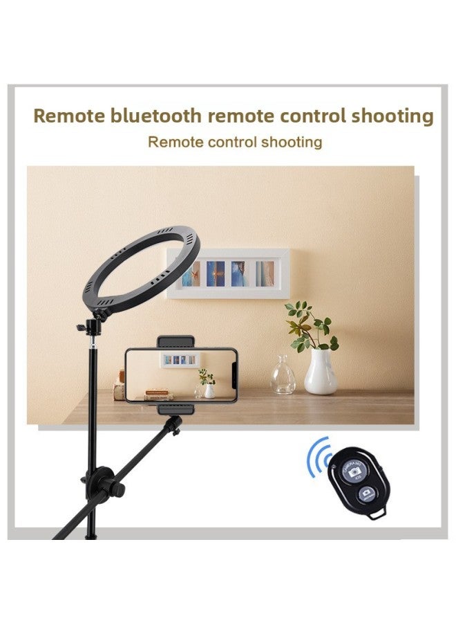 Mobile Phone Overhead Bracket Live Desktop Floor LED Beauty Fill Light Shooting Food Video Camera Artifact-Light Source Color:Landing Tripod Tilt Bracket (26 Lights) - Image 5