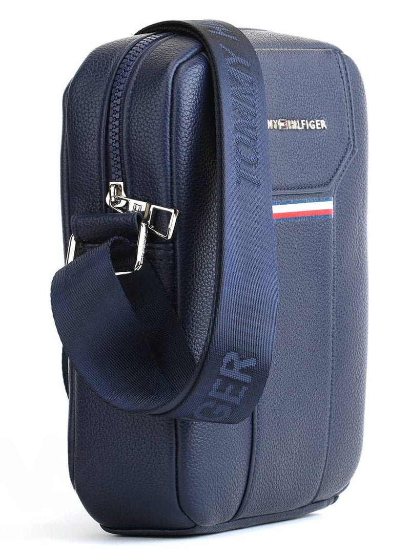 Tommy Hilfiger Plus Tommy Hilfiger Blue Crossbody Messenger Leather Bag For Men  - Image 4