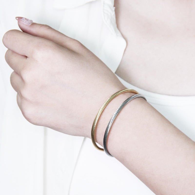 Exway 10 Pcs Elastic charm Bracelet chain Stainless Steel Cable Wire Twisted Cuff Bangle Bracelet Gold And Sliver charm Bracelets Kit for Crafts DIY Women Jewelry Making - Image 2