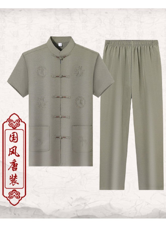 Tucano summer Men's Classic New Chinese Solid Color Retro National Trend Suit - Image 1