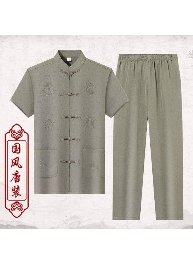 Tucano summer Men's Classic New Chinese Solid Color Retro National Trend Suit - Image 2