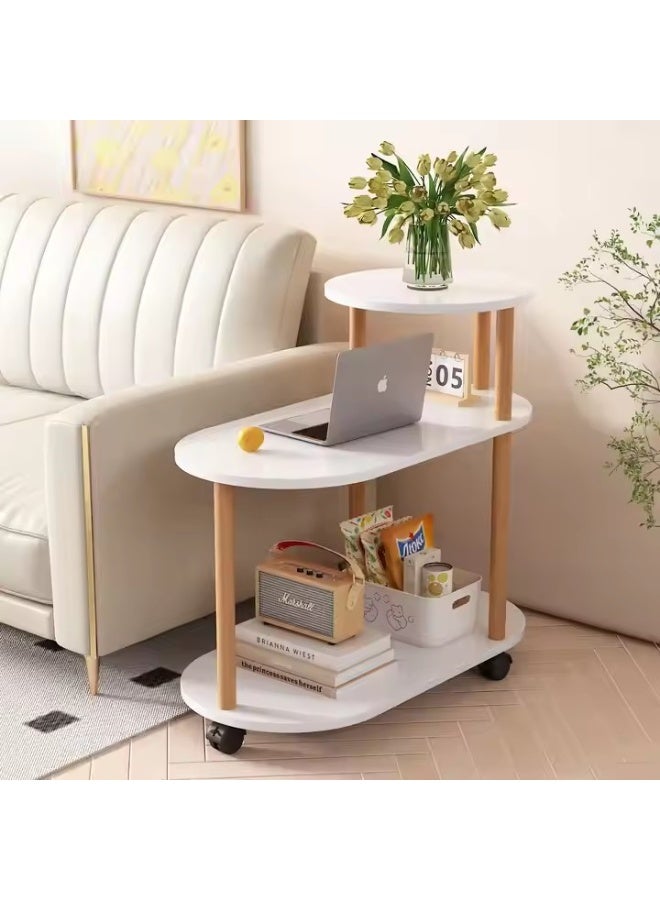 Y&D 3 TIer With roller Nordic Light Luxury Style Wood Classic Tea Side End Table Sofa Bedside Table for Small Spaces, Living Room Bedroom Office  - Image 1