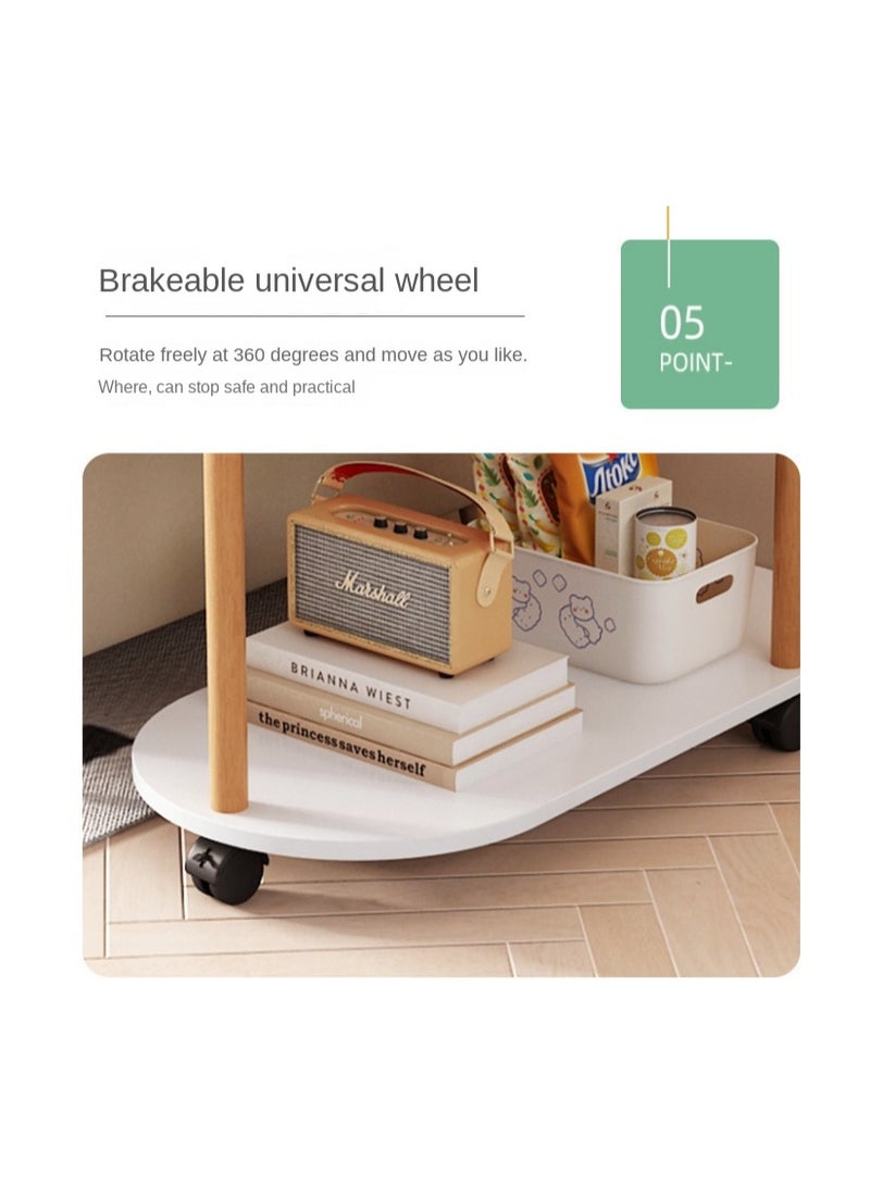 Y&D 3 TIer With roller Nordic Light Luxury Style Wood Classic Tea Side End Table Sofa Bedside Table for Small Spaces, Living Room Bedroom Office - Image 3