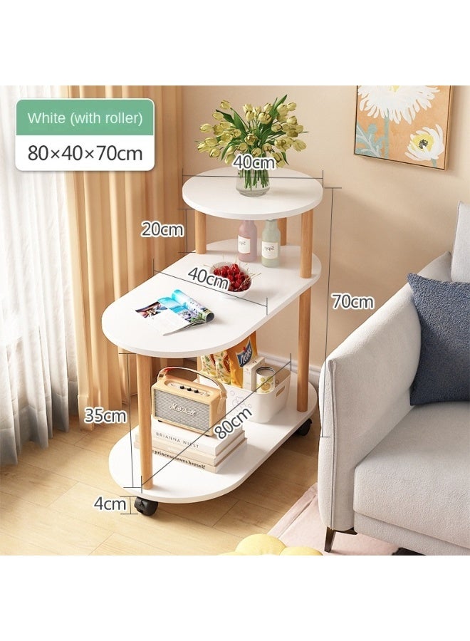 Y&D 3 TIer With roller Nordic Light Luxury Style Wood Classic Tea Side End Table Sofa Bedside Table for Small Spaces, Living Room Bedroom Office - Image 4