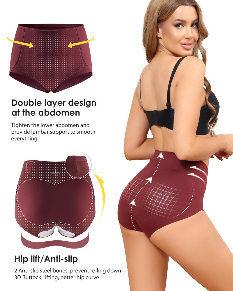 LEVAO Women's Tummy Control Underwear High Waisted Seamless Panties - Postpartum Briefs No Show Shaper S-3XL 4 Pack - Image 4