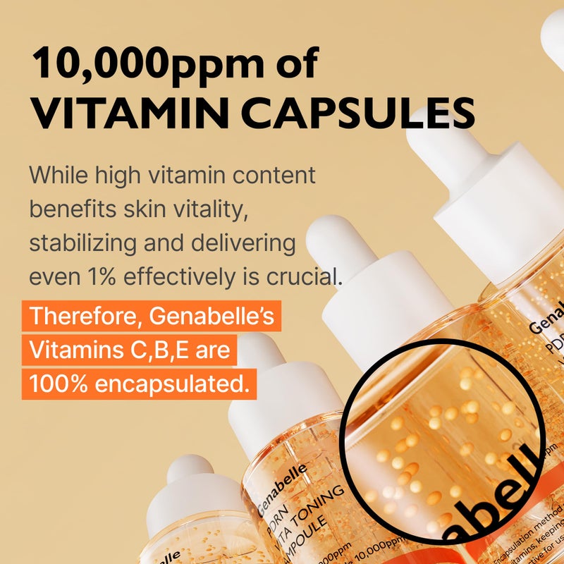 Genabelle PDRN Vita Toning Ampoule - Lightweight Glass Skin & Toning Ampoule with Vitamin B, C, E, PDRN, Serum for Blemishes, Fine Lines and Rough Skin Texture, 1.01 fl oz - Image 5