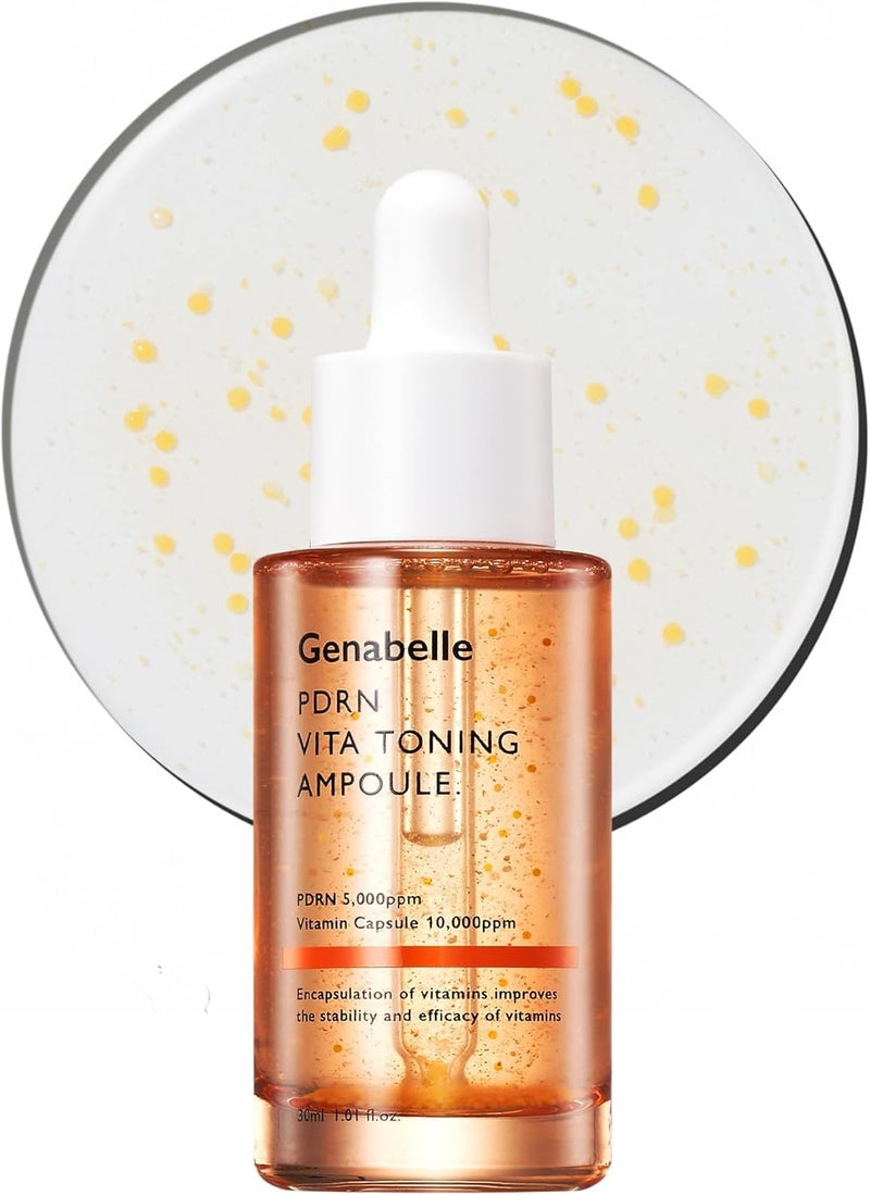 Genabelle PDRN Vita Toning Ampoule - Lightweight Glass Skin & Toning Ampoule with Vitamin B, C, E, PDRN, Serum for Blemishes, Fine Lines and Rough Skin Texture, 1.01 fl oz - Image 1