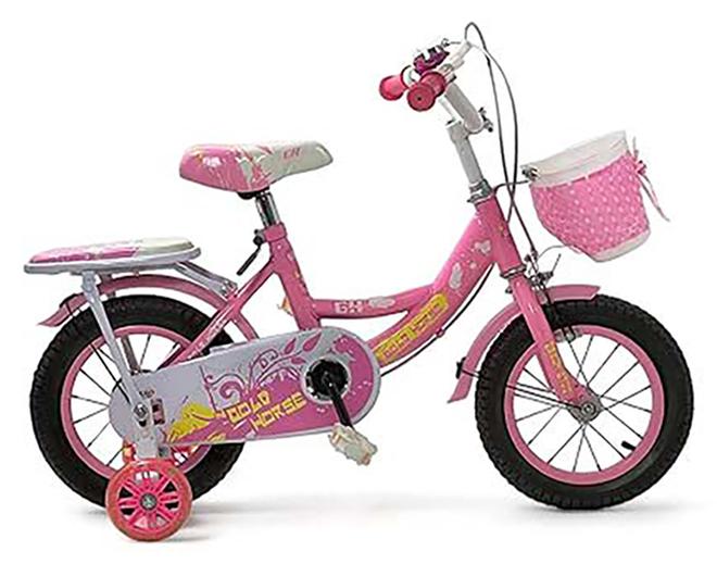 البدر دراجة فري ستايل للاطفال من البدر مقاس 12 انش بتصميم عصري للاولاد والبنات، للاعمار 3 الى 6 سنوات، لون بينك، مع مقعدين وسلة، وعجلات تدريب مضيئة، اطارات هوائية انش، اطفال، زهري - Image 1