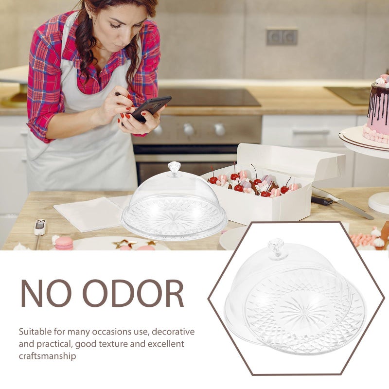 Acrylic Cake Serving Tray With Dome Cover 20cm Food Display Plate For Desserts - Image 3