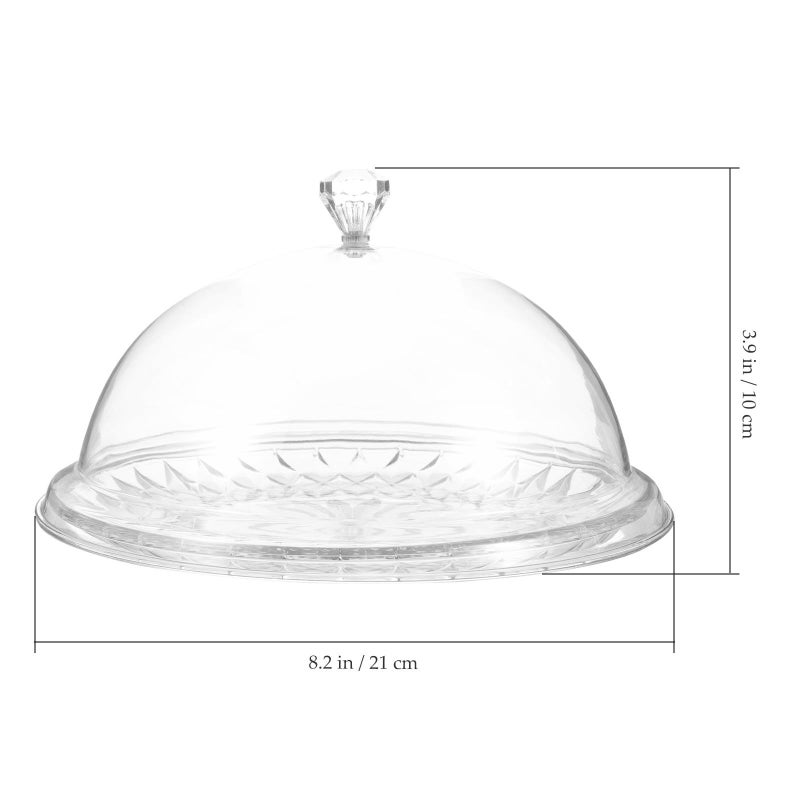 Acrylic Cake Serving Tray With Dome Cover 20cm Food Display Plate For Desserts - Image 2