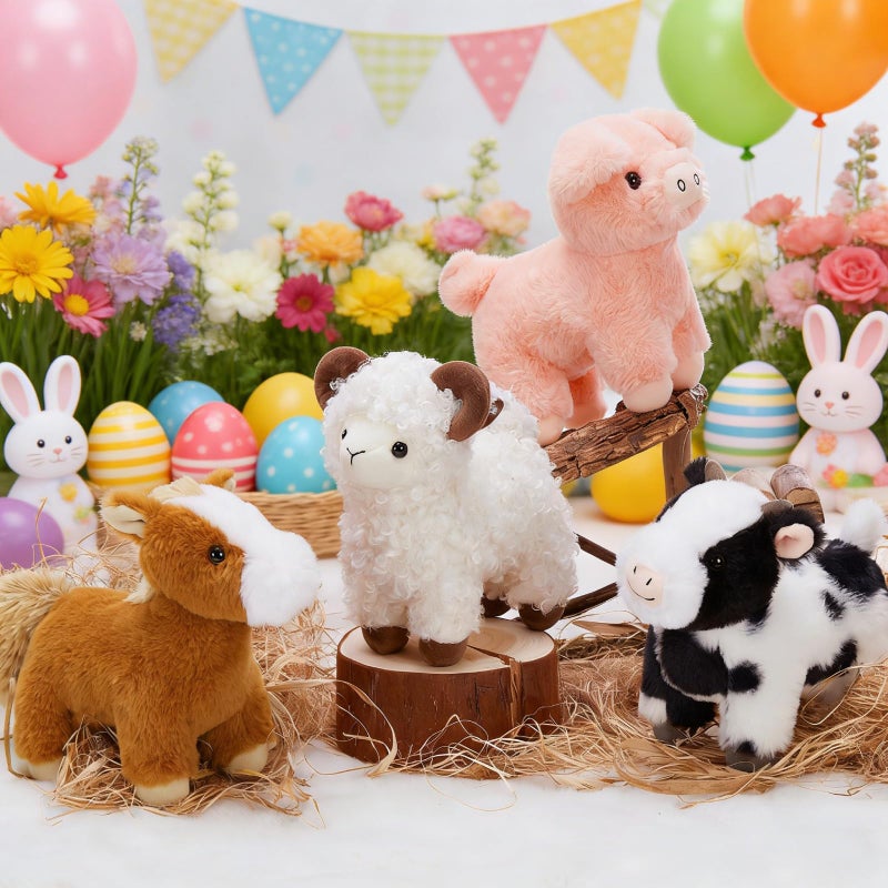 MaoGoLan 6-Pack Stuffed Farm Animal Bulk Plush Toys Set 10â€³ Soft Stuffed Animals for Kids, Girls - Party Decor, Centerpieces & Pretend Play, Thanksgiving, Christmas, Easter Gifts - Image 3