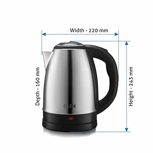 Glen 1350 Watt Electric Kettle Stainless Steel with 360° Rotational Base 1.8 L, Silver (9002) | 1 Year Warranty - Image 3