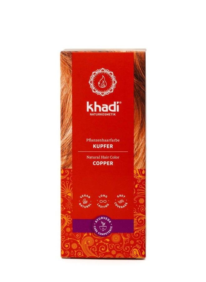 khadi KUPFER Plant Hair Colour, Hair Colour, Copper Gold to Copper Red, Natural Hair Colour, 100% Vegetable, Natural & Vegan, Natural Cosmetics, 100 g - Image 1