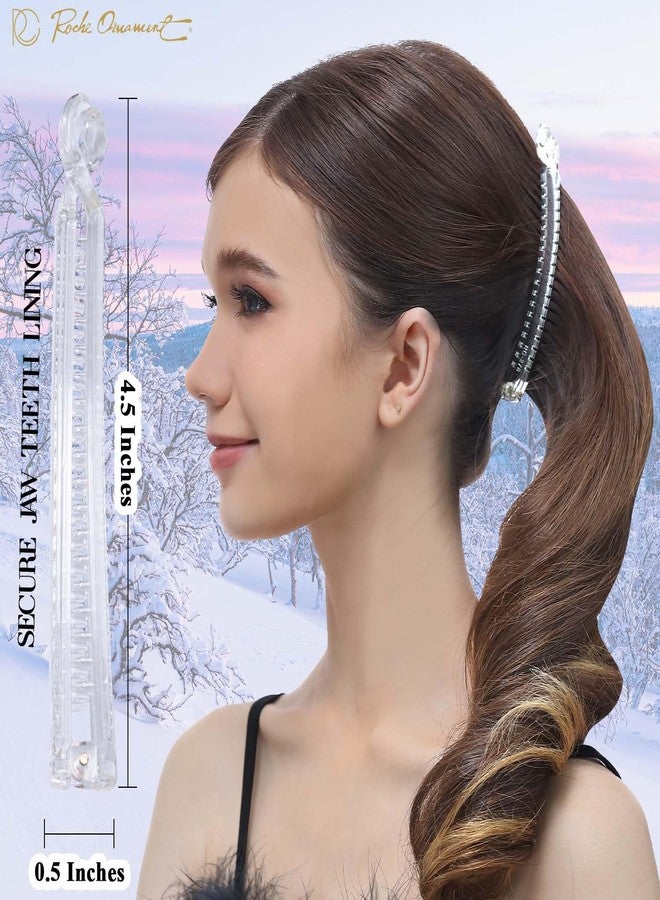 RC ROCHE ORNAMENT RC ROCHE 6 Pcs Banana Hair Clip Thin Hair Fine Ponytail Maker No Slip Small Hair Claw Clips Secure Grip Clamp, Medium Transparent - Image 3