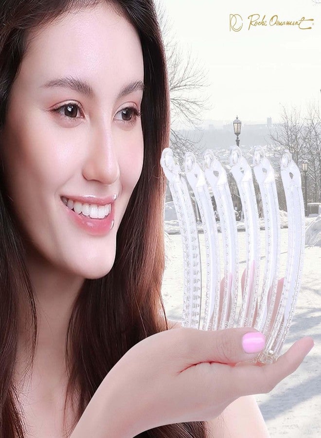 RC ROCHE ORNAMENT RC ROCHE 6 Pcs Banana Hair Clip Thin Hair Fine Ponytail Maker No Slip Small Hair Claw Clips Secure Grip Clamp, Medium Transparent - Image 5
