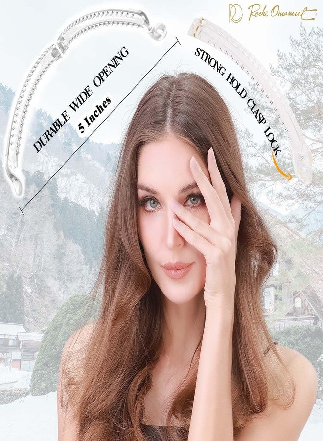 RC ROCHE ORNAMENT RC ROCHE 6 Pcs Banana Hair Clip Thin Hair Fine Ponytail Maker No Slip Small Hair Claw Clips Secure Grip Clamp, Medium Transparent - Image 2