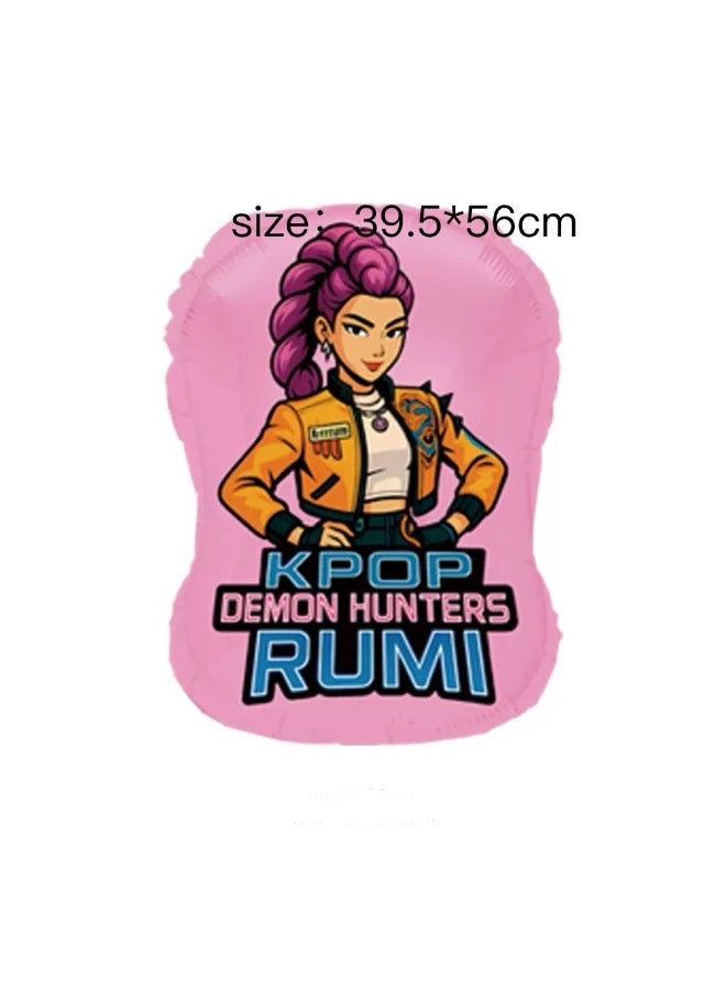 Kpop Demon Hunter Birthday Balloon Set – 5 Pcs Party Decoration for Girls kpop foil balloon decorations Rumi girls party supplies - Image 2
