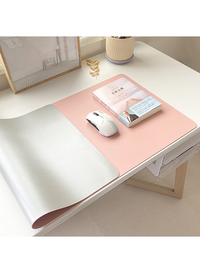Mouse Pad Number Laptop Book Desk Pad Office Keyboard Pad Student Writing Desk Leather Pad Custom Pad-Color:600x400mm-Pattern:【double-sided Leather】 Sakura Pink + Silver Gray