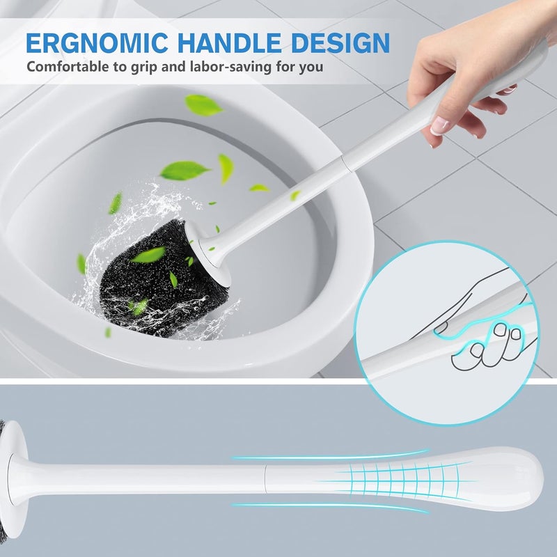 uptronic Toilet Brush and Holder 2 Pack, Toilet Brush with Ventilated Holder, Toilet Bowl Brush with Long and Large Handle for Bathroom-Toilet-Cleaning-Bristles-Comfortable - Image 4
