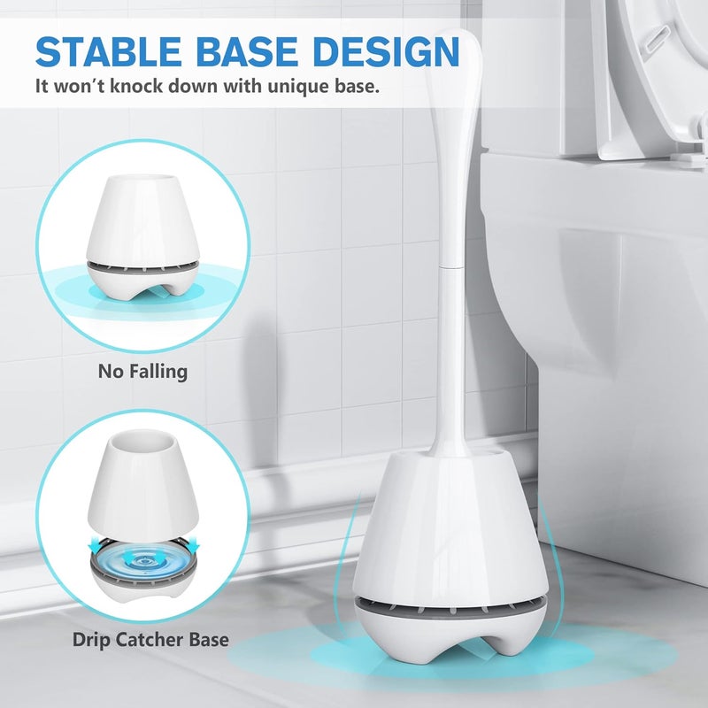 uptronic Toilet Brush and Holder 2 Pack, Toilet Brush with Ventilated Holder, Toilet Bowl Brush with Long and Large Handle for Bathroom-Toilet-Cleaning-Bristles-Comfortable - Image 5