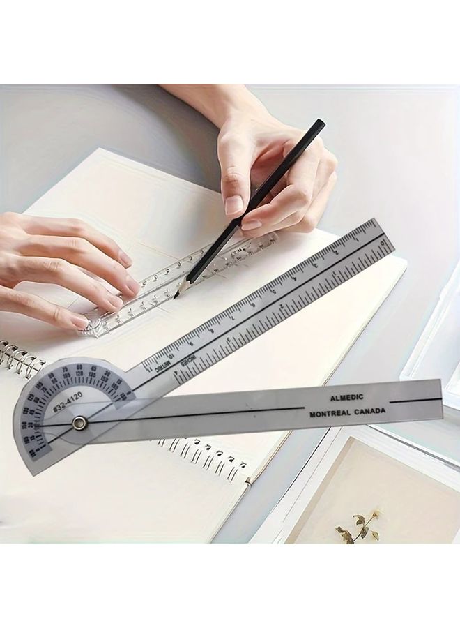 1pc 180 Degree Angle Ruler Fan Shaped Two Piece PVC Measuring Tool - Image 4