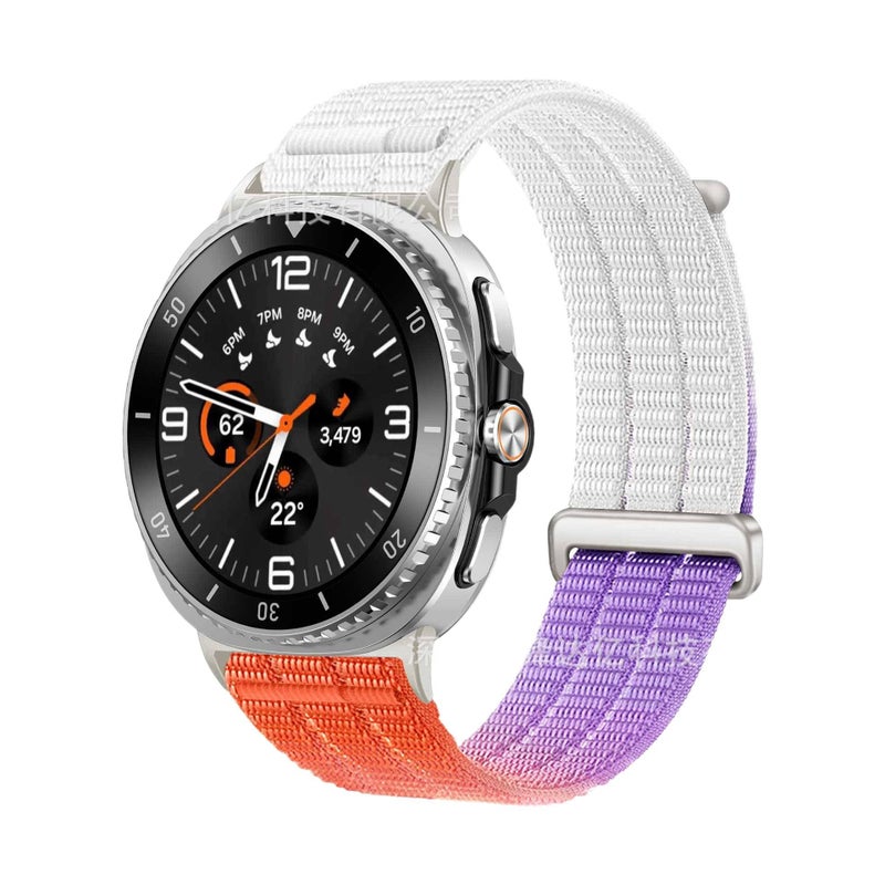 سوار ساعة ذكية سوار نايلون حلقي متوافق باللون برتقالي قابل للتعديل مع Samsung Galaxy Watch 8 بملاءمة قابلة للتعديل وحزام بديل - Image 1