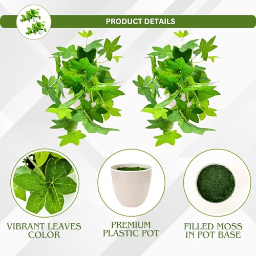 fancymart Plastic Artificial Plant Maple Leaves Falling in Pot, Home and Office Decor Item for Desk & Wall Shelves, Green - Image 5