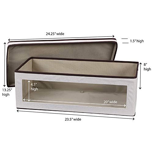 Household Essentials 514 Vision Storage Box - Natural Canvas with Brown Trim - Large - Image 3