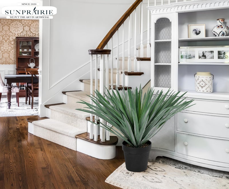 SUNPRAIRIE 27 inches Tall Artificial Agave Plant in Black Pot with Real Stone Pebbles, 126 Realistic Leaves. Large Faux Plants Indoor and Outdoor. - Image 4