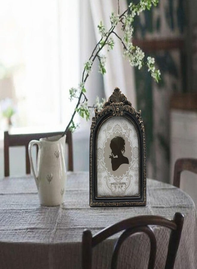 CISOO Vintage 5x7 Picture Frame Antique Photo Frame Table Top Display and Wall Hanging, Retro Home Decor, Ornate Photo Gallary Art (Black and Gold) - Image 2