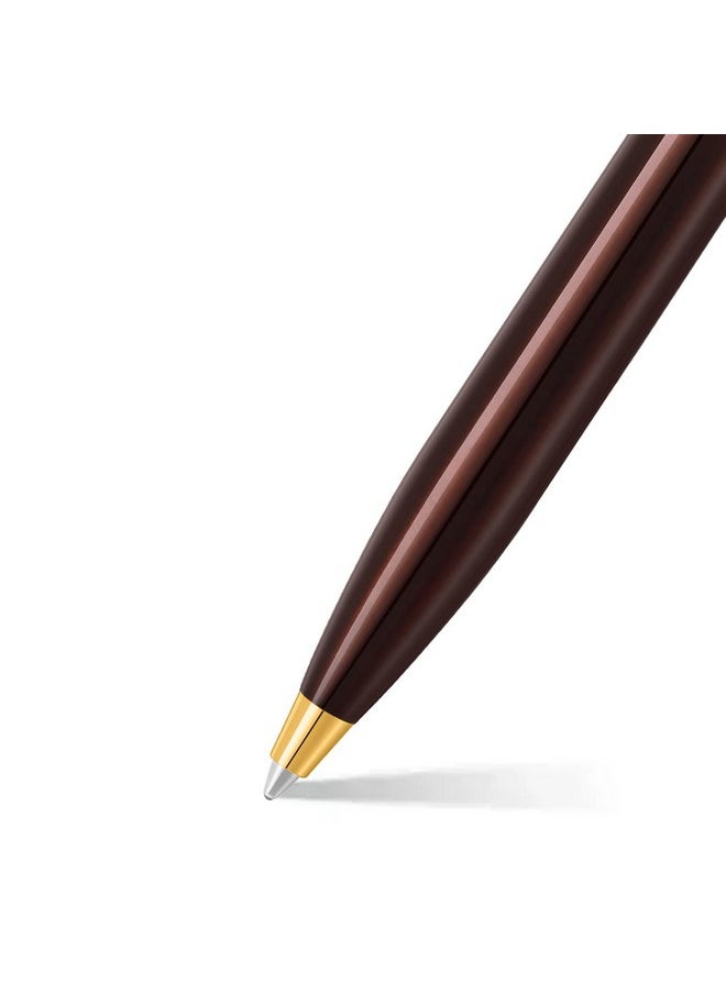 شيفر قلم حبر جاف Sheaffer Gift 100 9370 بلون بني القهوة اللامع مع حواف ذهبية من مادة PVD | قلم حبر جاف بلون بني القهوة | مجموعة هدايا أقلام فاخرة  - Image 3