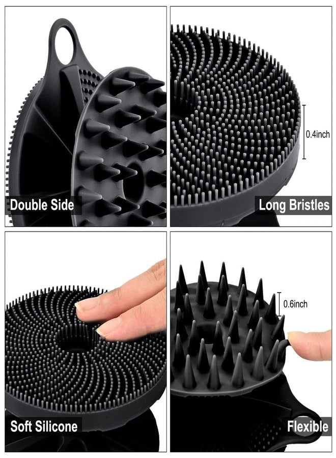 KROYWEN 2in1 Soft Silicone Body Scrubber Bath Brush & Scalp Massager for Hair + Back Scrubber LongHandle Bath Brush+ Face Scrubber Brush, Combination Combo| BPA-Free| for Men and Women(Free Hook 2pic) - Image 5