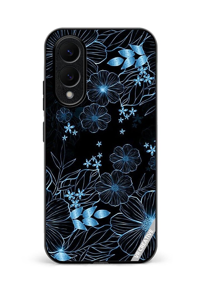 VR CREATIVE Protective Case Cover For Samsung Galaxy S25 Edge Blue Flower Design Multicolour