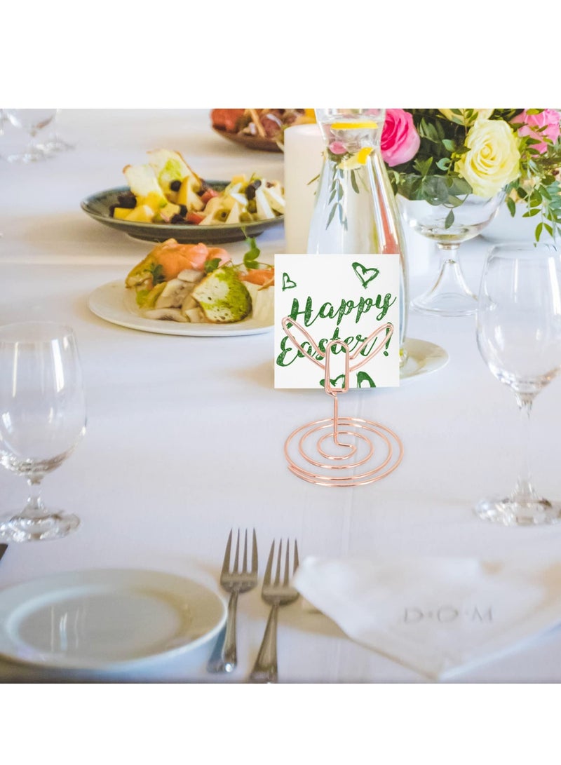 SYOSI 10 Pcs Mini Place Holders Table Number Stands Tulip Flower Shape Wire Photo Holder Menu Memo Clips for Home Wedding Party Table Wedding Table Numbers, Centerpiece Table Decorations(Rose Gold) - Image 5