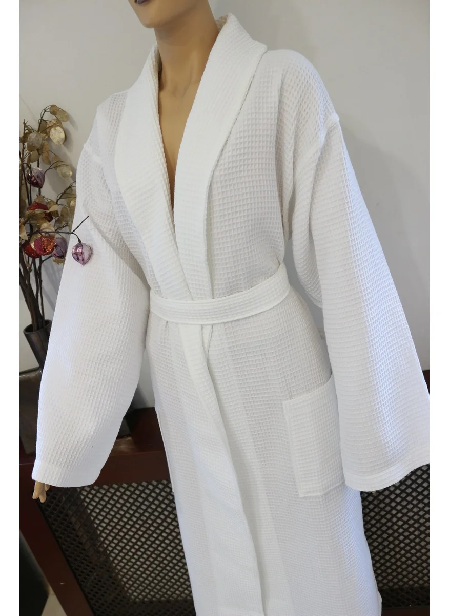 Ender Home Bathrobe White Pique Shawl Dressing Gown Home Hotel Bath Robe L/XL