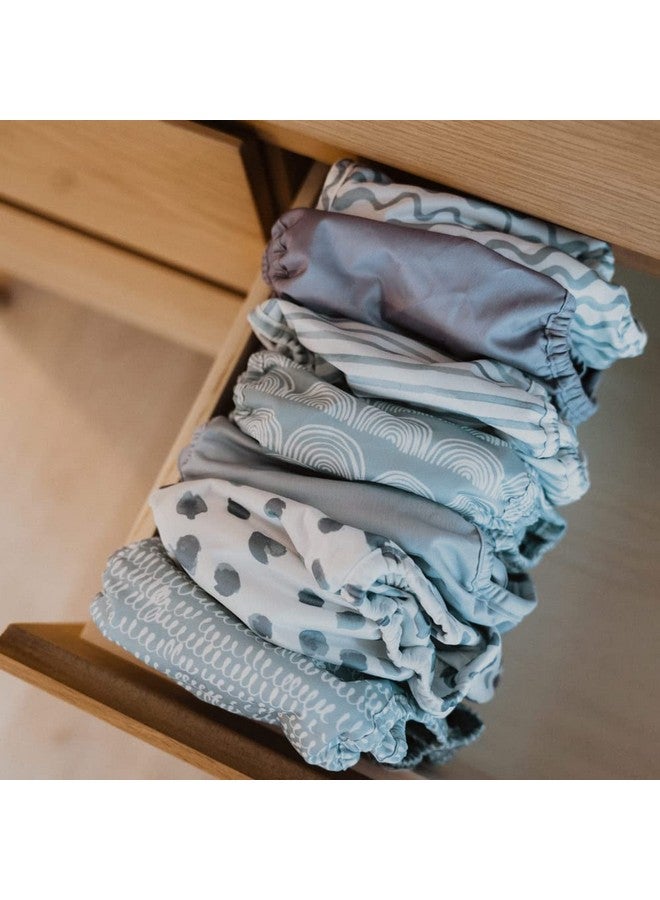 Nora's Nursery غطاء حفاضات قماشية قابلة للغسل وإعادة الاستخدام مع إغلاق بالضغط غلاف حفاضات قماشية لوسادات الحفاضات القابلة للطي أو المسطحة أو الملائمة حقيبة مبللة مشمولة شيء أزرق - Image 3