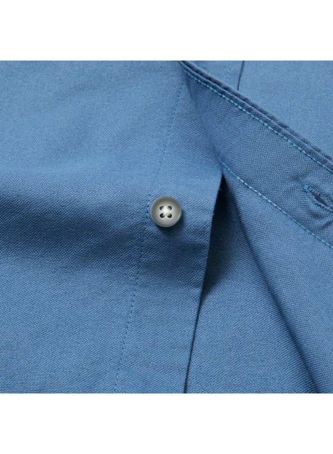 Limeng Pure Cotton Long-sleeve Shirt For Men, Solid Color All-cotton Oxford Cloth Casual Shirt, Plus Size, Gray-blue, Size 41 - Image 2