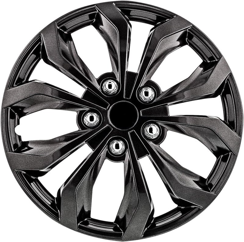Pilot Automotive WH555-15GM-B 15 Inch Universal Fit Spyder Wheel Cover Set of 4 - Gunmetal Grey - Image 1