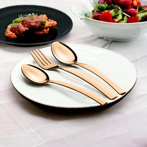 FnS Allie 18 pcs Stainless Steel Rose Gold Cutlery Set (6 Dinner Spoon, 6 Dinner Forks, 6 Teaspoon) - Image 5