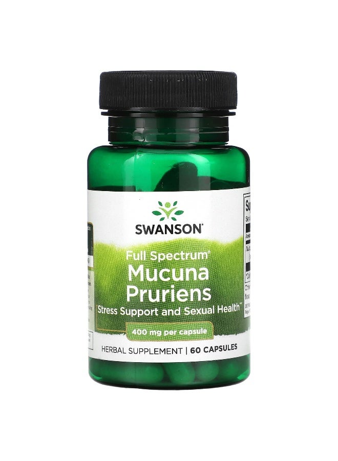 Swanson, Full Spectrum Mucuna Pruriens, 400 mg, 60 Capsules (Packaging may vary) - Image 1