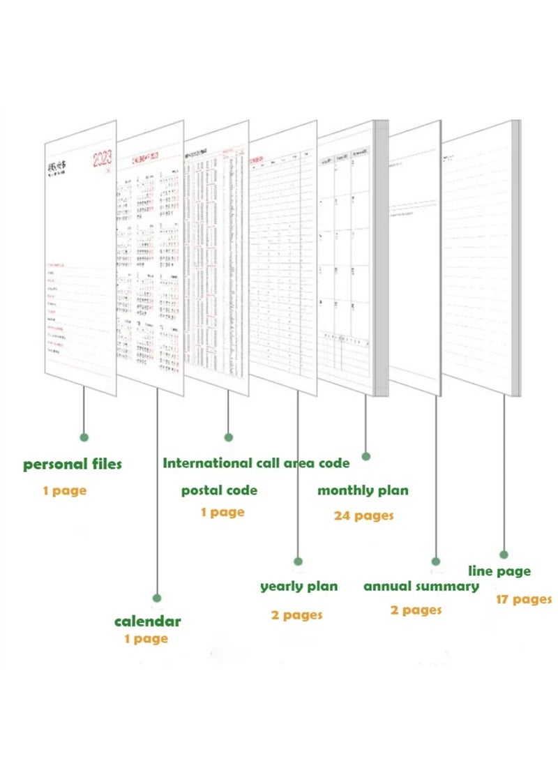 2025 Planner Notebook 365 Days Calendar Agenda Planner A5 Diary Notepad Weekly Goal Habit TrackerSchedules Organizer (Chiba Green) - Image 4
