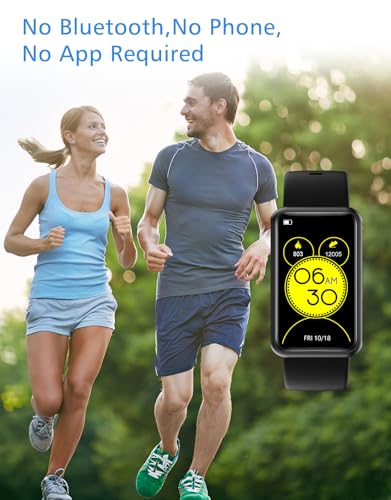 Cloudpoem Fitness Tracker No Bluetooth No APP/Phone Required, Fitness Watch for Men Women Parents Pedometer Watch with Sleep Tracker Steps Counter Alarm Clocks IP68 Waterproof (Black) - Image 2