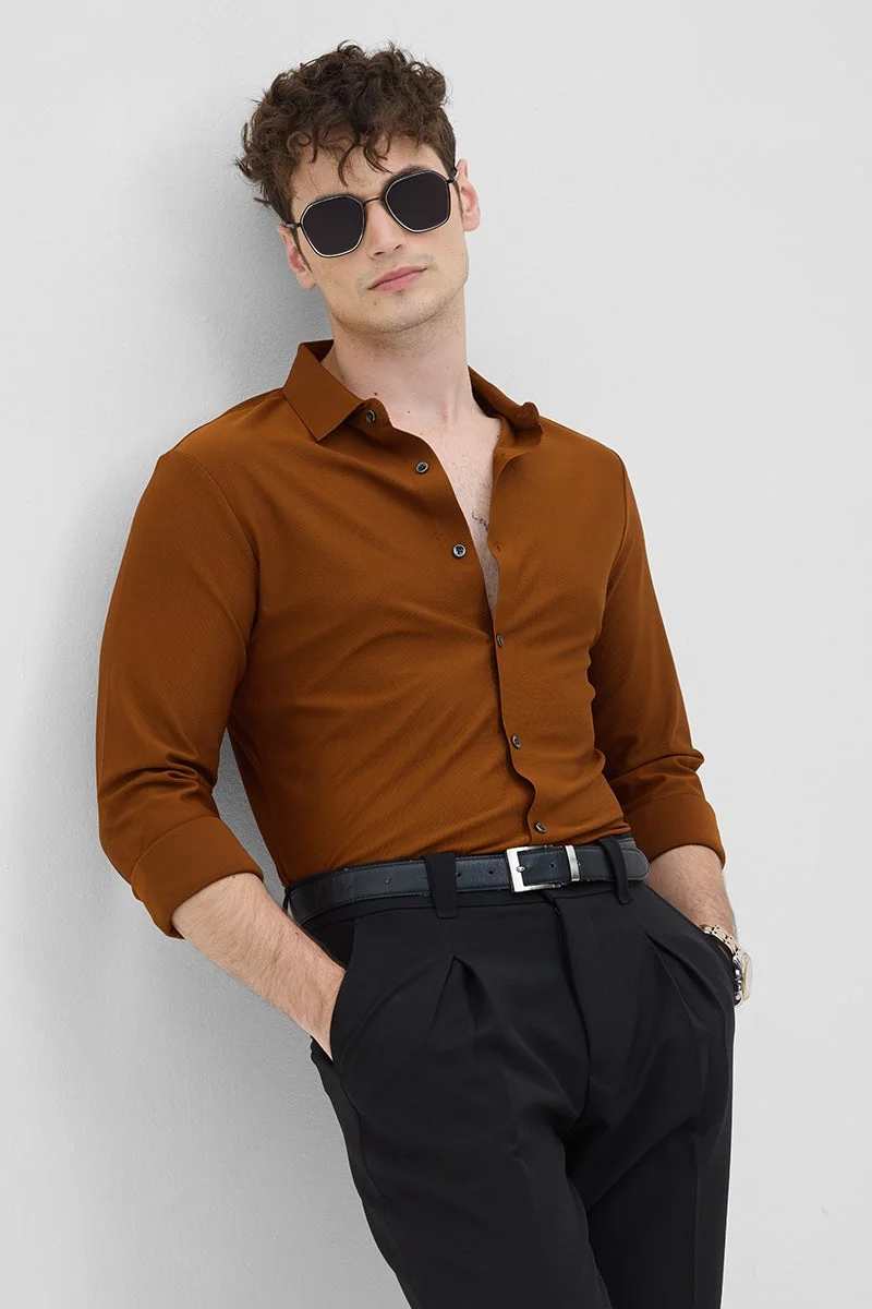 SNITCH Rust Orange Stitchless Stretch Shirt