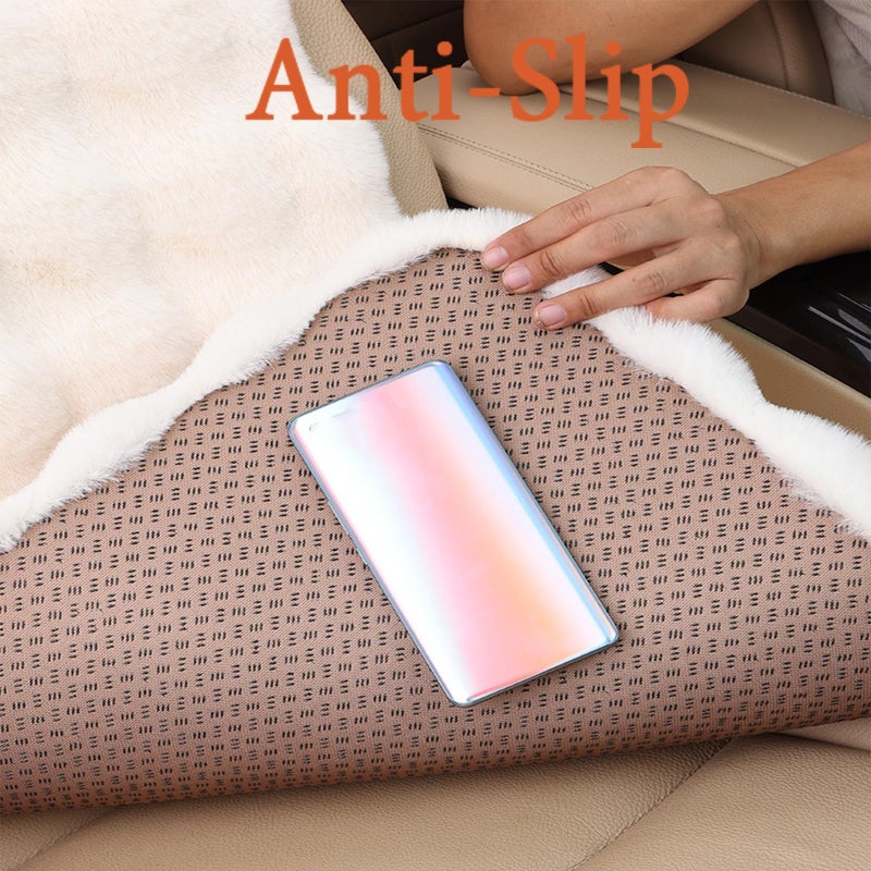 EDVKLNG Luxury Thickened Plush Car Seat Cushion Set,Soft Fluffy Protector Warm Faux Rabbit Fur Non-Slip Front and Back Seat Covers (Pink,6pcs) - Image 4