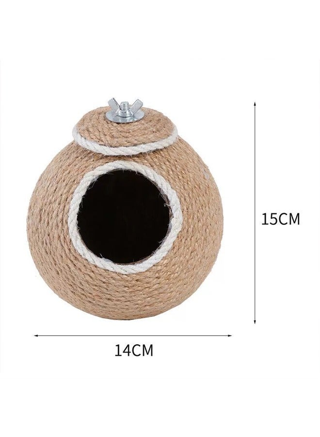 Generic Straw Bird Nest Reusable Grass Woven Parakeet Breeding Cave Parrot Hatching House for Rabbit Bunny Dove Canary or Cockatiel  - Image 4